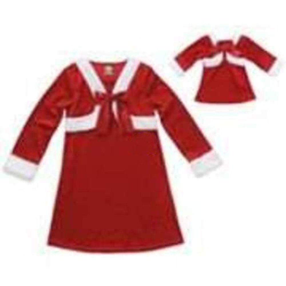 Girls Dollie & Me Christmas Dress 4T Red White Santa Velour 18" Doll 2 Pc